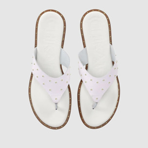 Sandalias de Piel - Blanco - Tacón: Bajo