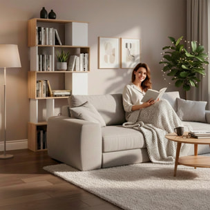 Libreria Moderna a Giorno Con Design Geometrico Asimmetrico Libreria Salvaspazio Ideale Per Soggiorno Studio Ufficio 80x29.5x173.5 cm Rovere e Bianco