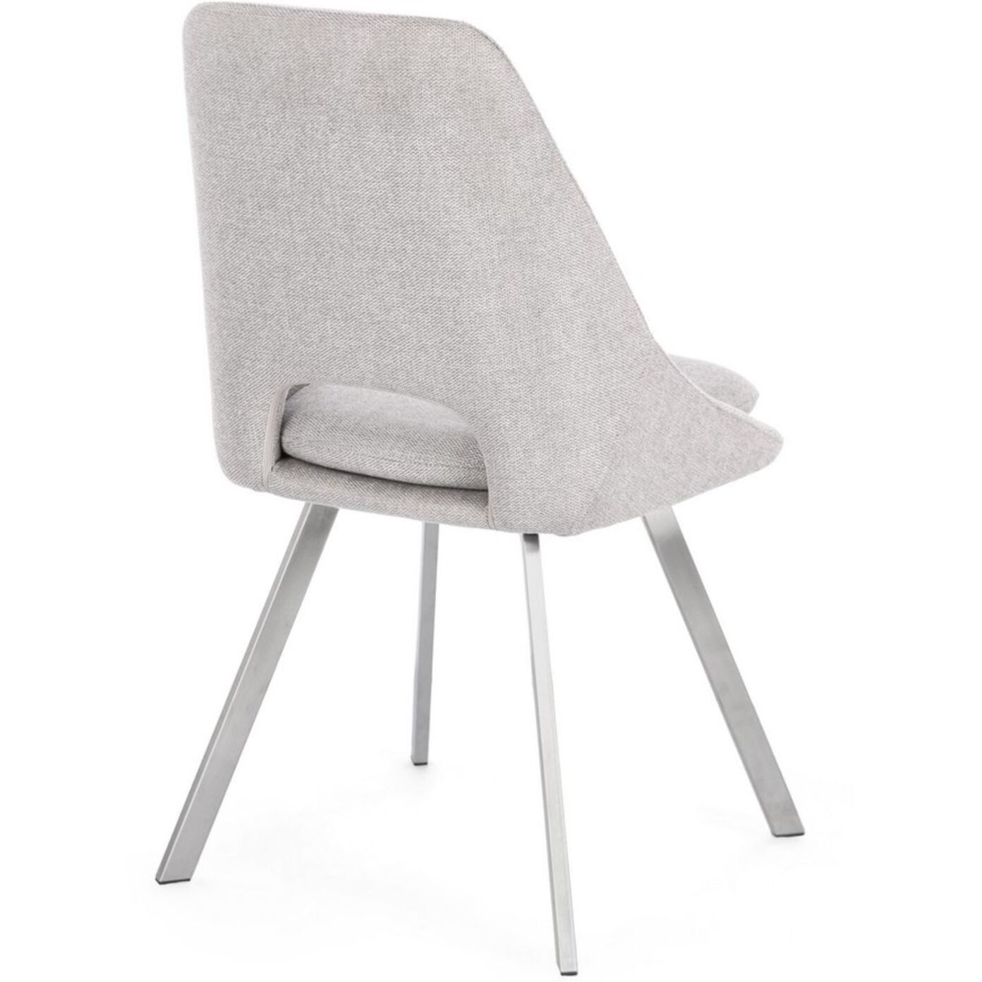 Set di sedie KASHAR in tessuto grigio chiaro e gambe acciaio