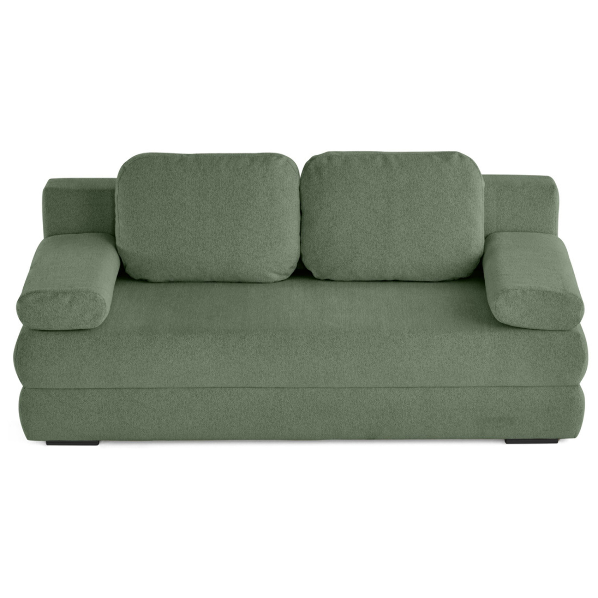 Nora - canapé 3 places convertible avec coffre en tissu texturé - Vert