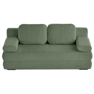Nora - canapé 3 places convertible avec coffre en tissu texturé - Vert