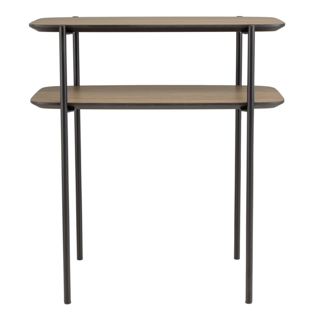JULIA - Table d'appoint double plateau couleur mocha pieds métal noir
