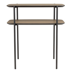 JULIA - Table d'appoint double plateau couleur mocha pieds métal noir