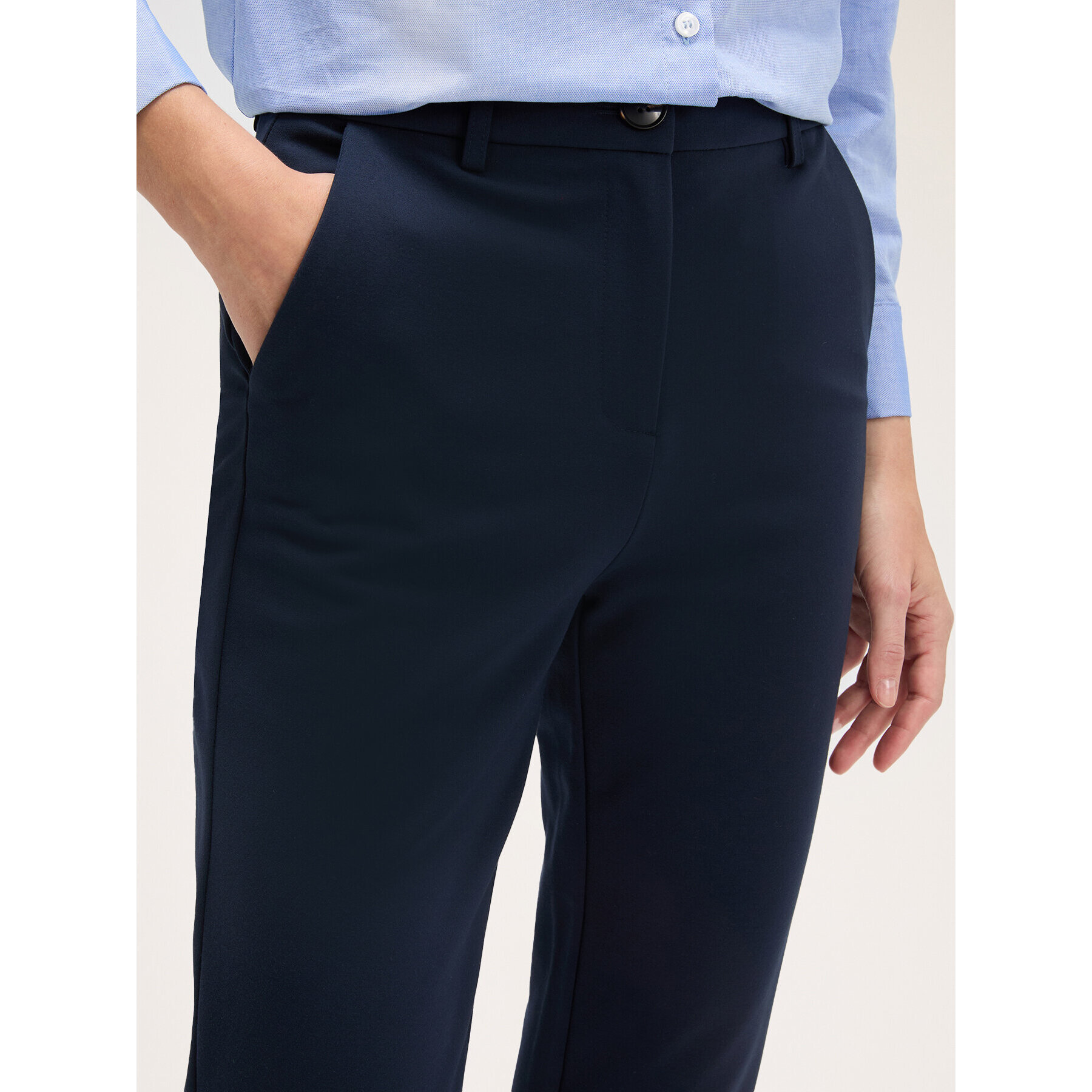 Motivi - Pantalón regular de punto milano - Azul