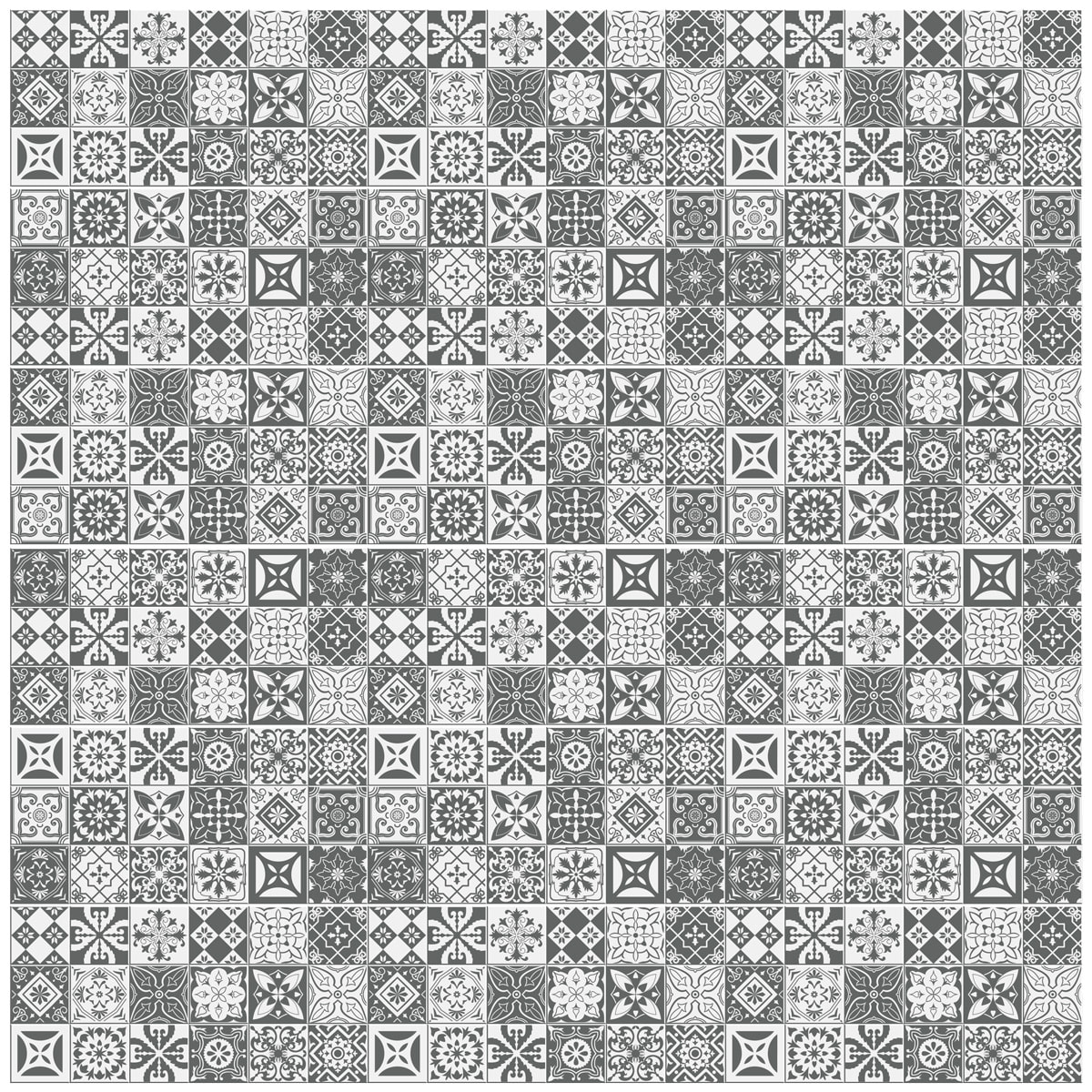 Pack 6 stickers adhésifs frises carrelages | Autocollant Frises Mosaïque Carreaux de ciment - NUANCE DE GRIS ROSO