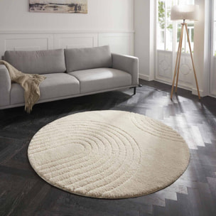 Tapis rond motif rond, forme ronde, structure relief, FERGUS, tissé