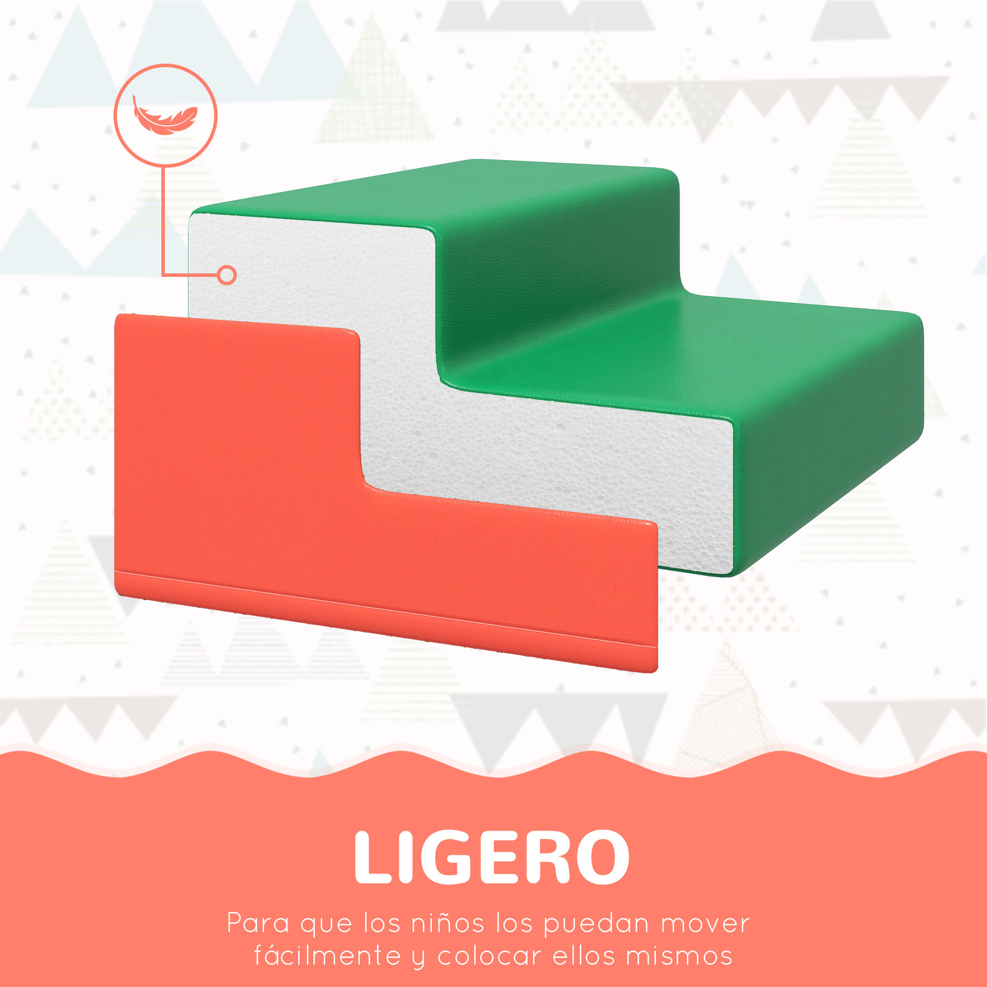 Juego de 4 Bloques de Espuma para Niños de 1-3 Años Figuras de Construcción Juguete para Aprendizaje Infantil Bloques Psicomotricidad Tapizados en PU 150x50x39 cm Multicolor