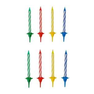 2 Lots de chacun 24 bougies d'anniversaire et 12 bobèches Fackelmann Rio Party