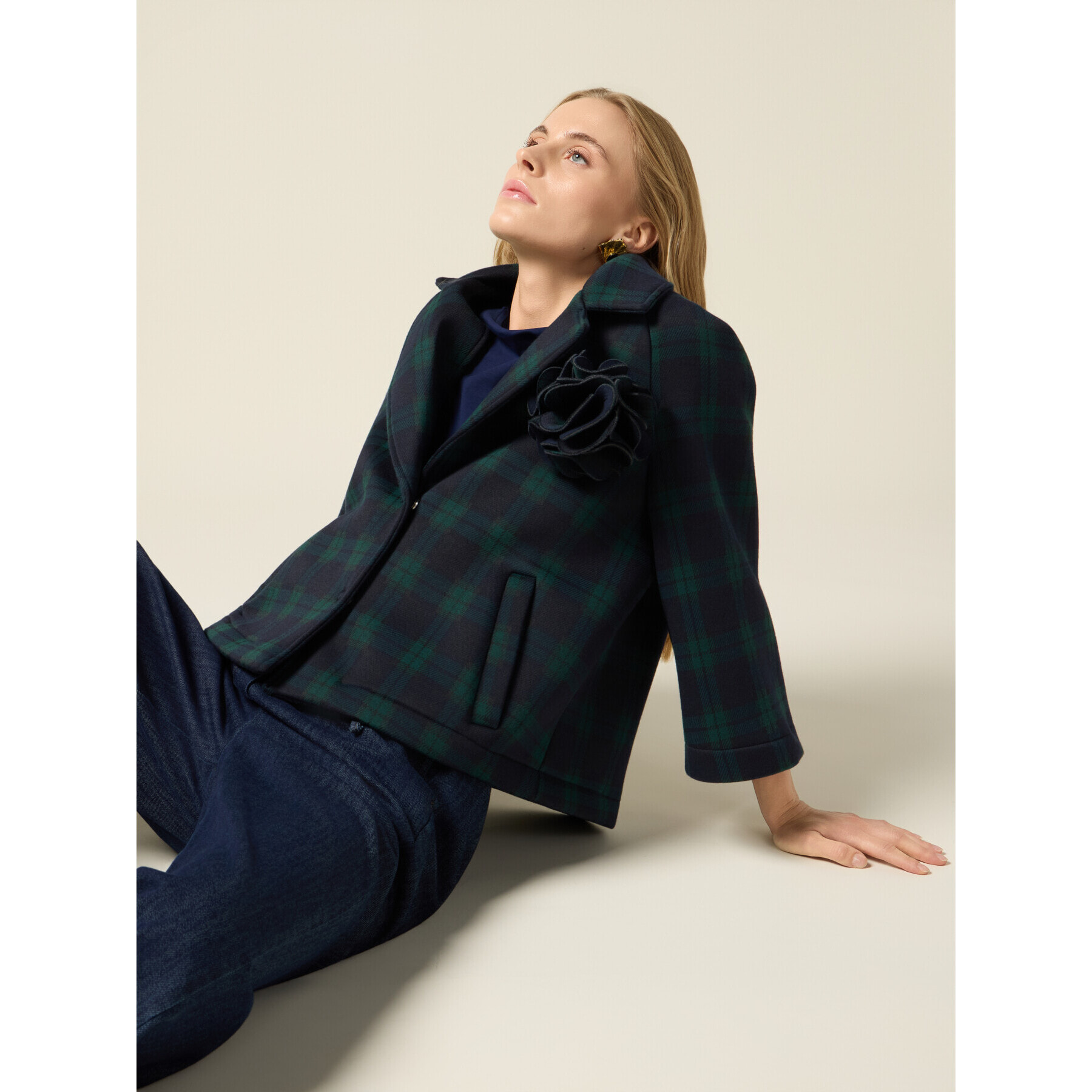 Oltre - Cappa in scuba con spilla - Blu