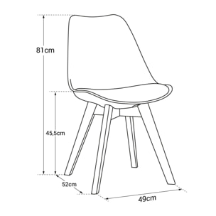 Lot de 2 chaises scandinaves NORA grises avec coussin