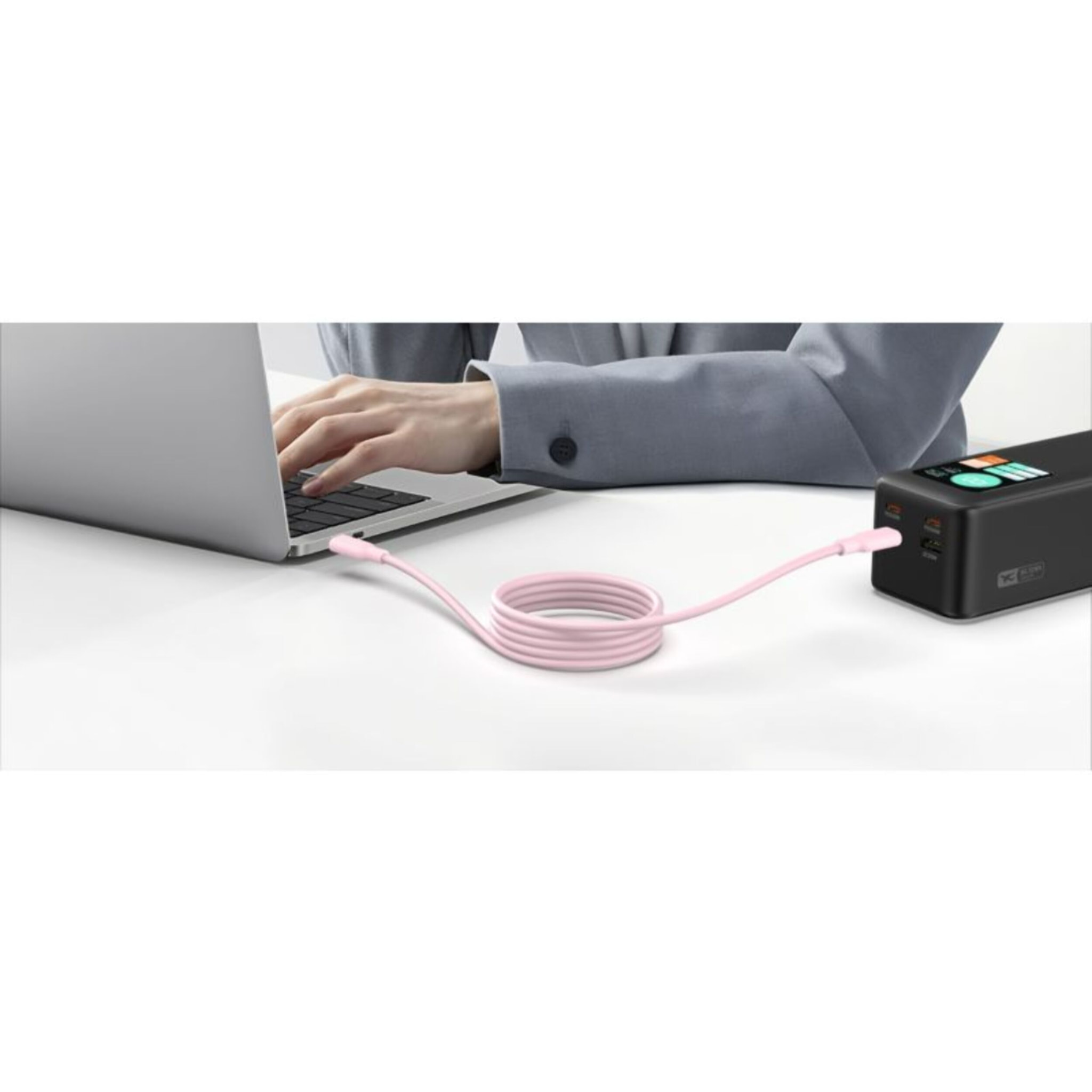Câble de charge ESSENTIELB vers USB-C silicone magnétique 1M Rose