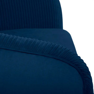 Fauteuil "Solaro" bleu en velours plissé