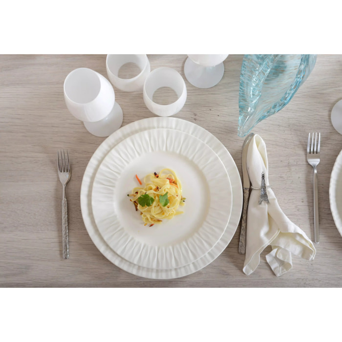 Lot de 6 ASSIETTE PLATE BLANCHE LILIA 26.5X26.5X2.3CM