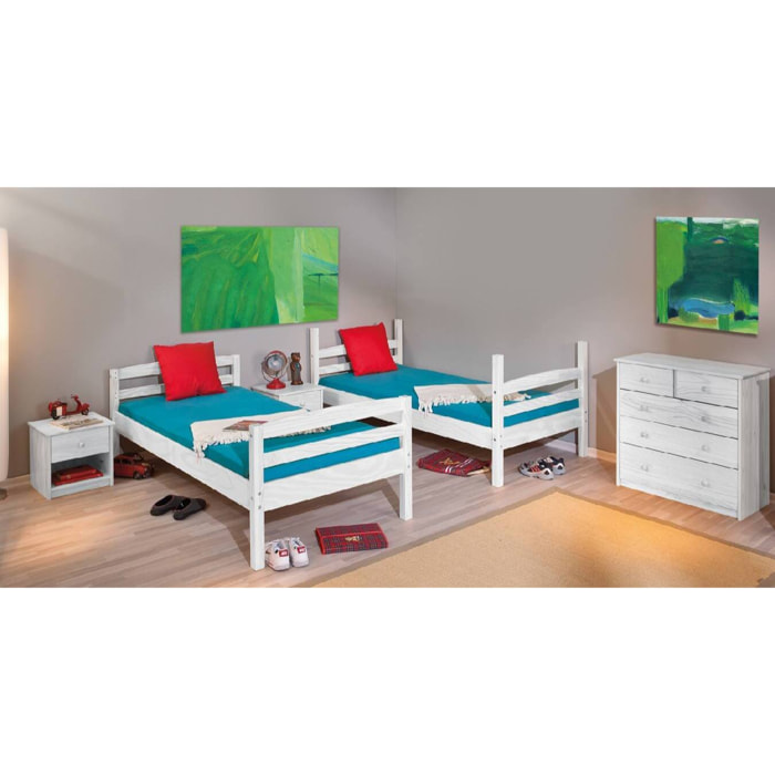 Letto a castello trasformabile in 2 letti singoli, pino massello, colore bianco, cm 200 x 148 x 102