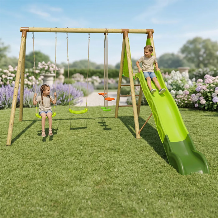 Balançoire en bois 2,30 m Topwood YAKI - 6 enfants