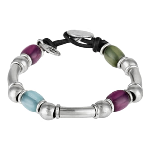 Pulsera multicolor plata chapado resina colores