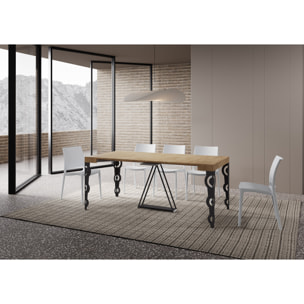 Console extensible 90x40/300cm Aceres chêne nature cadre anthracite