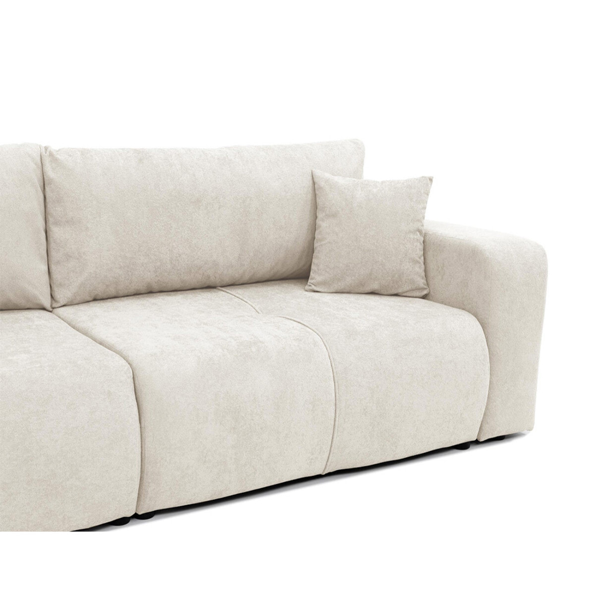Nicole - Canapé droit 3 places convertible avec coffre en tissu - Beige