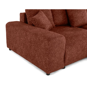 Spice - canapé d'angle réversible 4 places convertible avec coffre en tissu moucheté - Terracotta