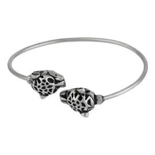 Pulsera ajustable cierre cabeza tigre plata chapado