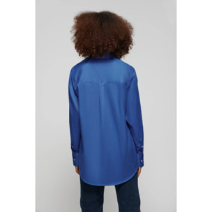 Camicia Cape oversize blu presidenziale con ricamo minimal Polo Club