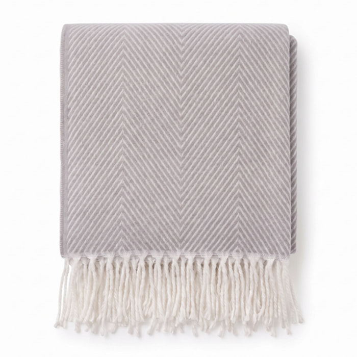 Plaid a spina di pesce in poliestere - Grigio