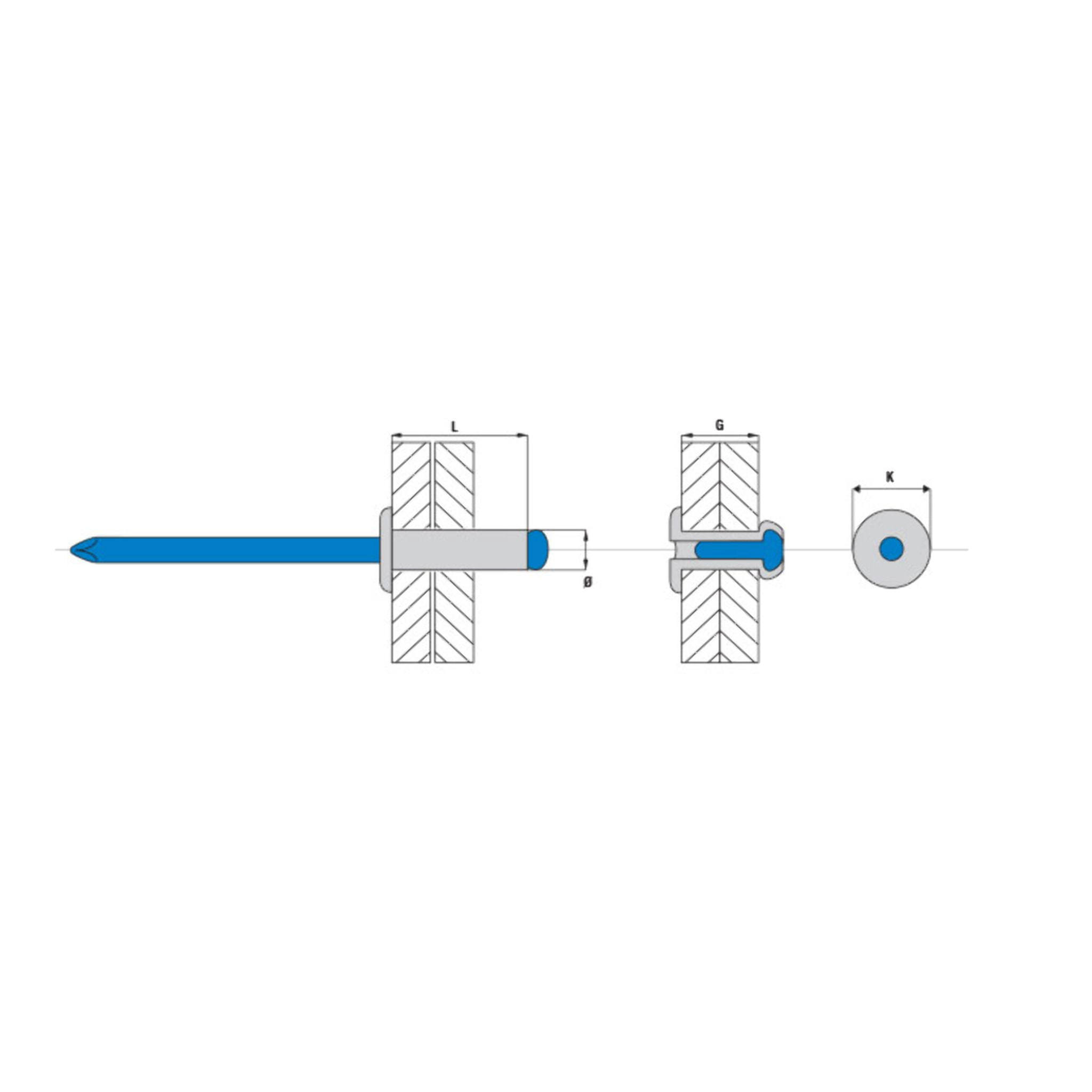 Boîte 250 Rivets aveugles standard SCELL-IT - 4 x 16 mm - ASD4016