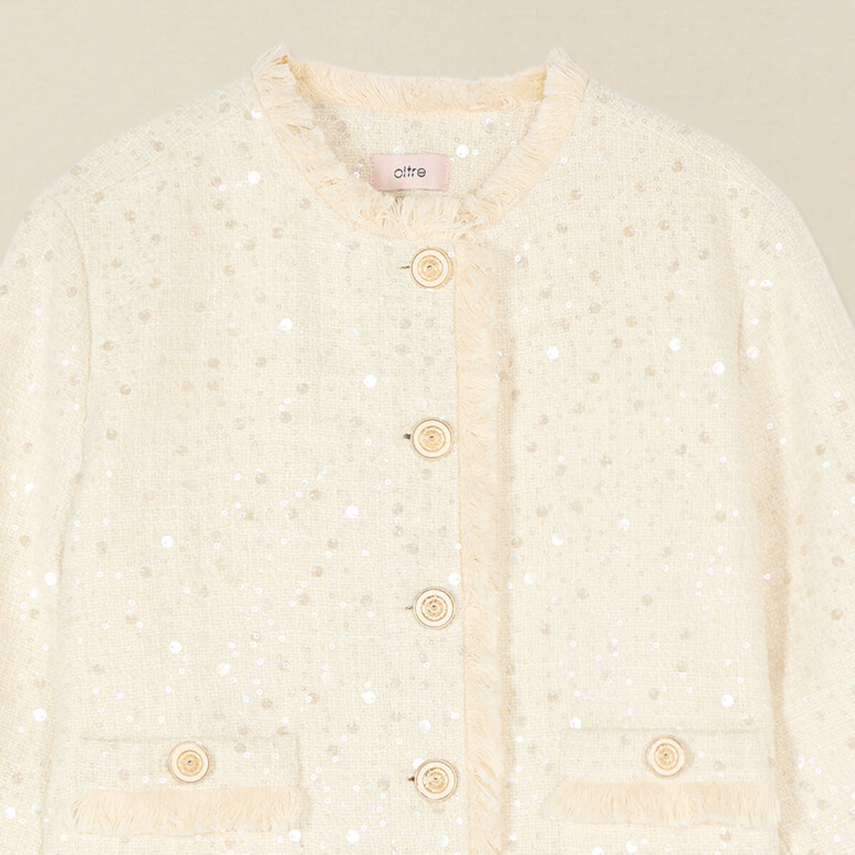 Oltre - Chaqueta de tweed con lentejuelas - Blanco