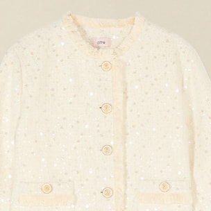 Oltre - Chaqueta de tweed con lentejuelas - Blanco