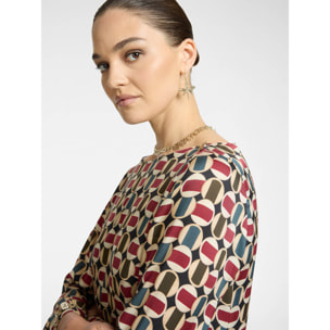 Elena Mirò - Vestido con estampado geométrico - Burgundy