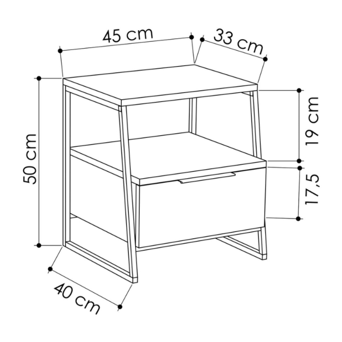 Table de chevet style industriel IKRANI