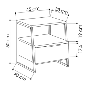 Table de chevet style industriel IKRANI