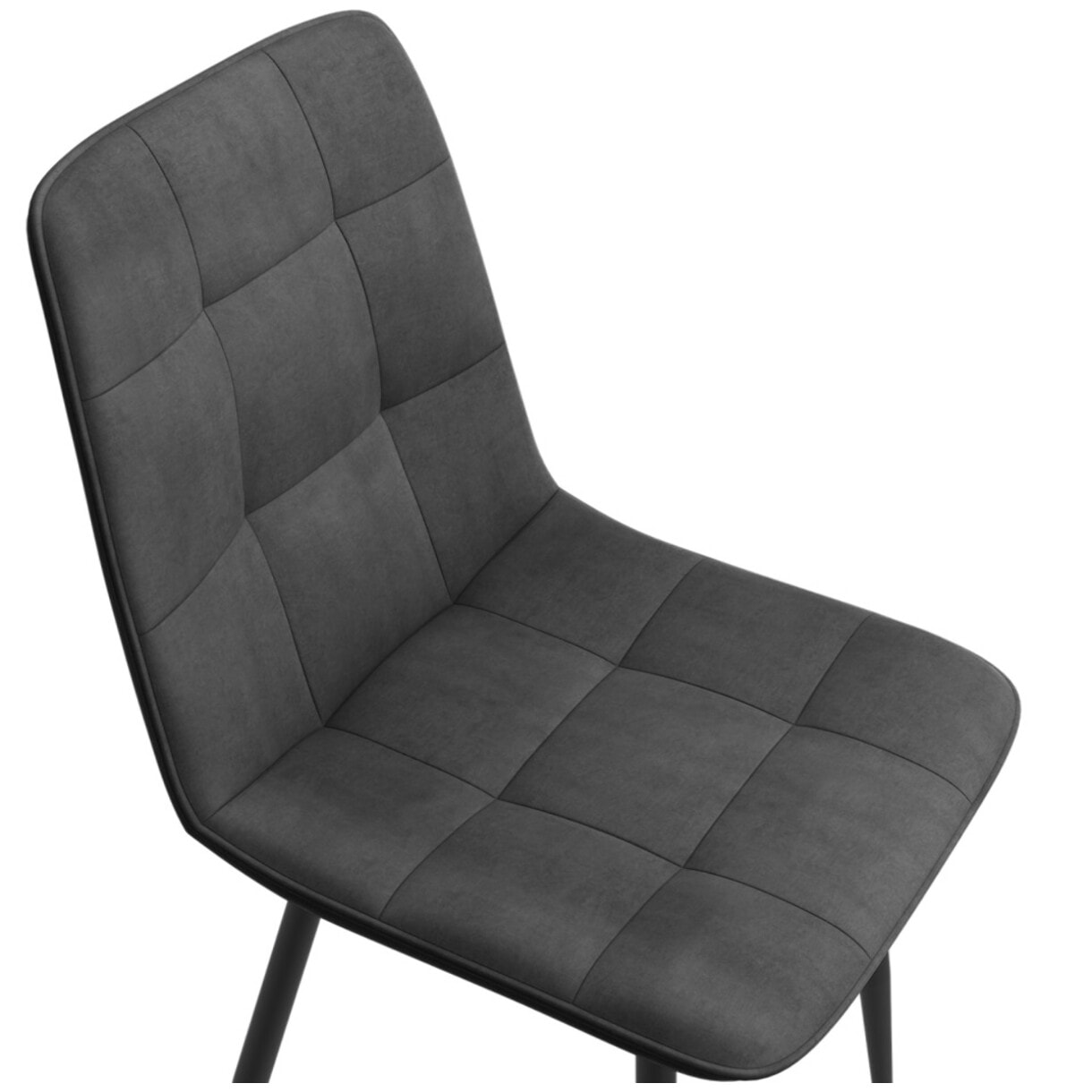 Chaises Linda velours gris foncé pieds métal noirs - lot de 6