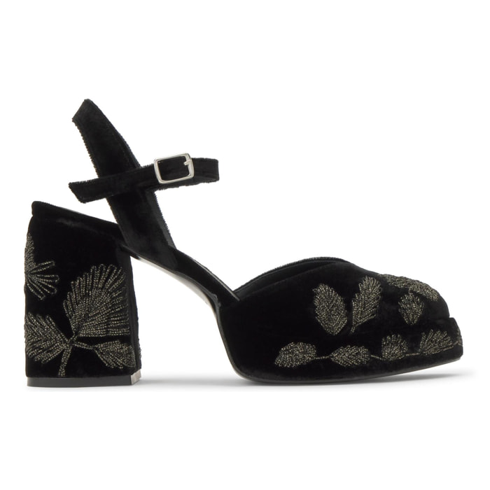 Zapato tacón Virgo en terciopelo con tacón de 10 cm