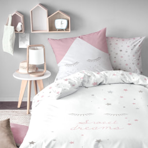 Parure de lit imprimée 100% coton, SWEET DREAMS PINK