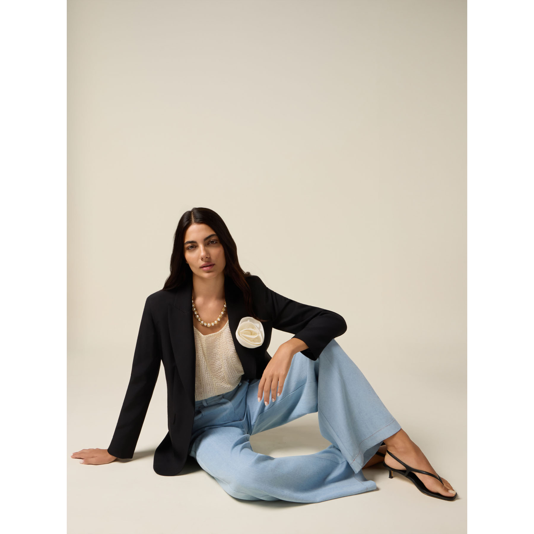 Oltre - Pantalones palazzo de tencel - Light - blue