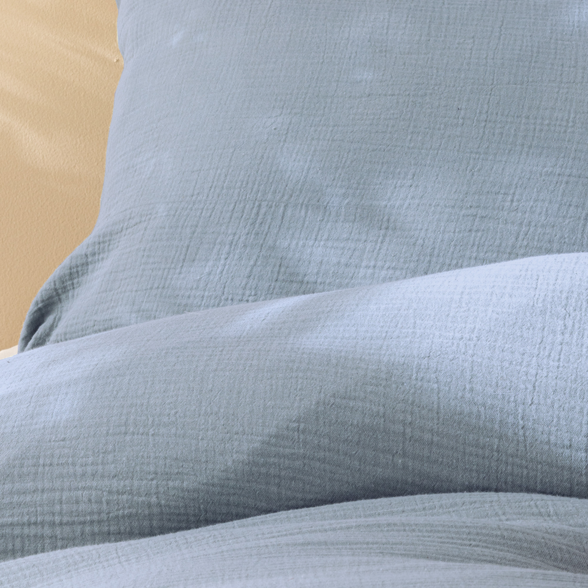 Set de 2 taies d'oreiller unies en coton, GAZE DE COTON
