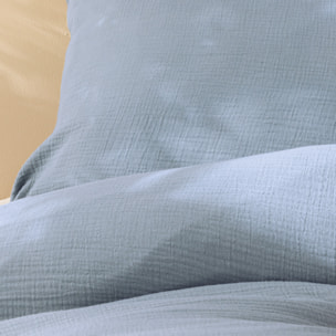Set de 2 taies d'oreiller unies en coton, GAZE DE COTON