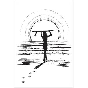 Poster surfeuse sunset Affiche seule