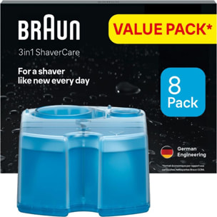 Cartouche nettoyante BRAUN nettoyante ShaverCare 3-en-1 pour rasoir x8 cartouches