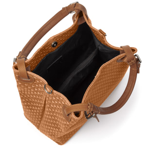 Emanuela Borsa tote Donna.Pelle autentica Camoscio Inciso Intrecciato