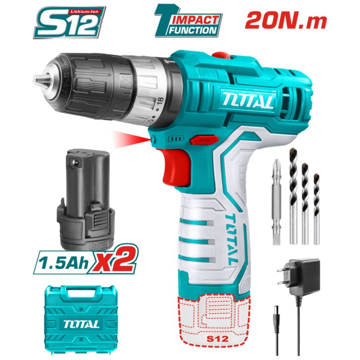 Trapano a Percussione con 2 Batterie 12V