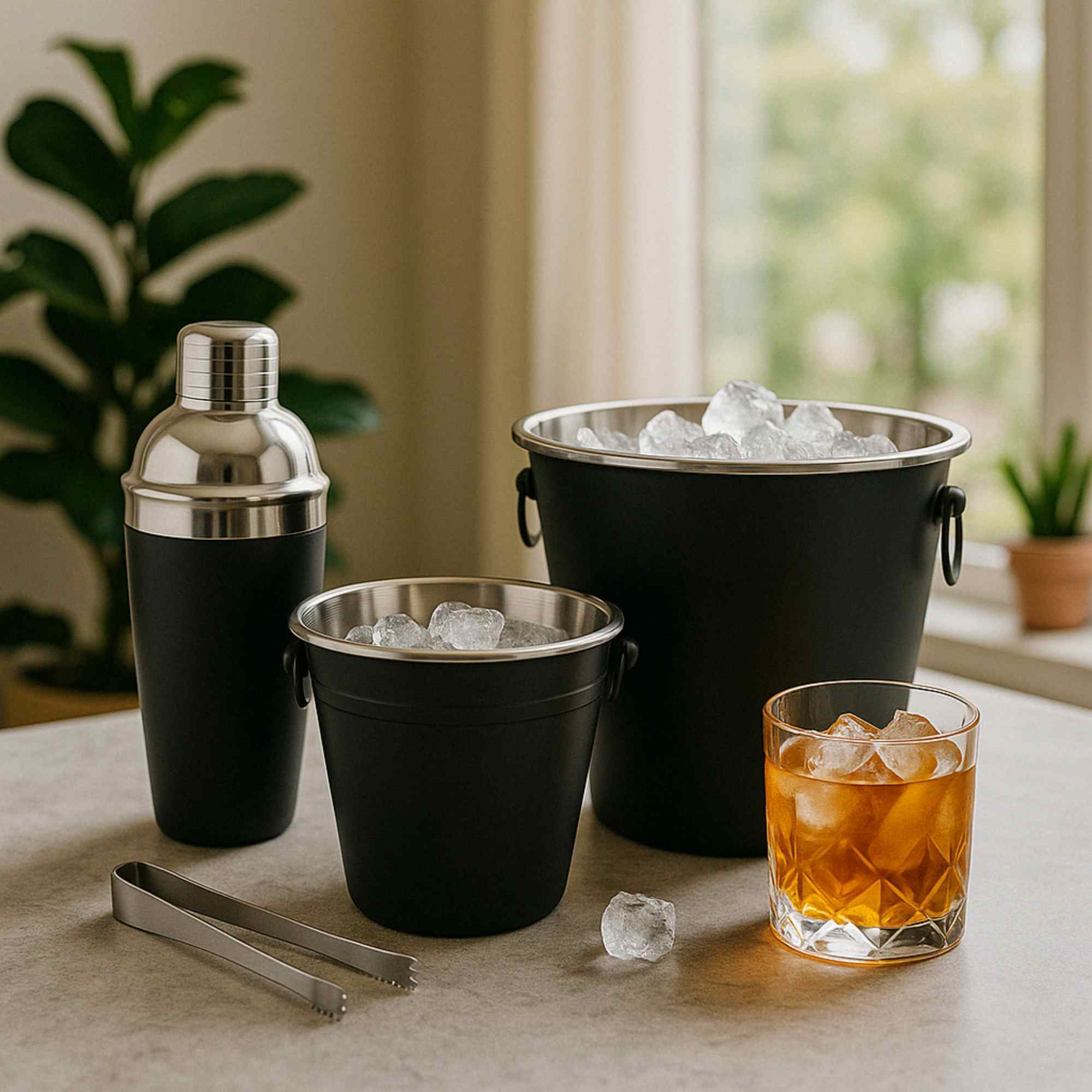 Set de 4 barras de acero inoxidable en negro mate