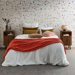 Table de chevet scandinave décor bois 2 portes coulissantes (lot de 2) LEGACY