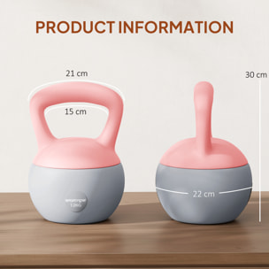 Pesa Rusa 12 kg, Soft Kettlebell Relleno de Arena Metálica y Mango Antideslizante, para Entrenamiento Culturismo en Casa, Gimnasio, Rosa Palo y Gris