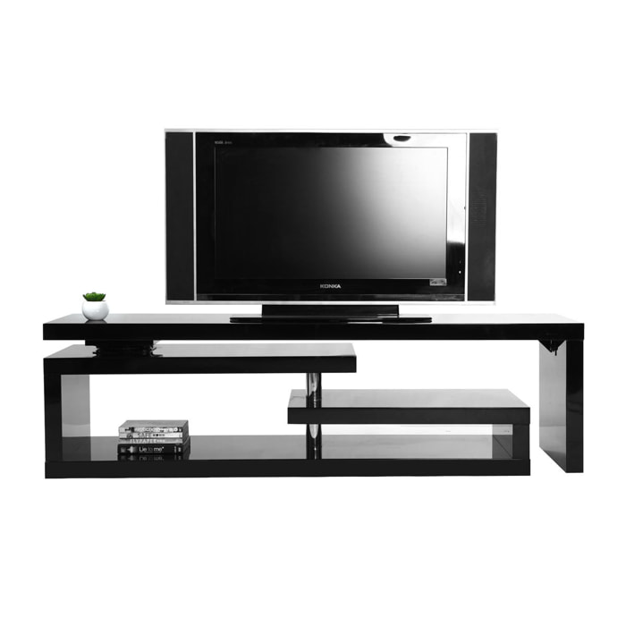 Meuble TV design laqué brillant noir pivotant L255 MAX V2