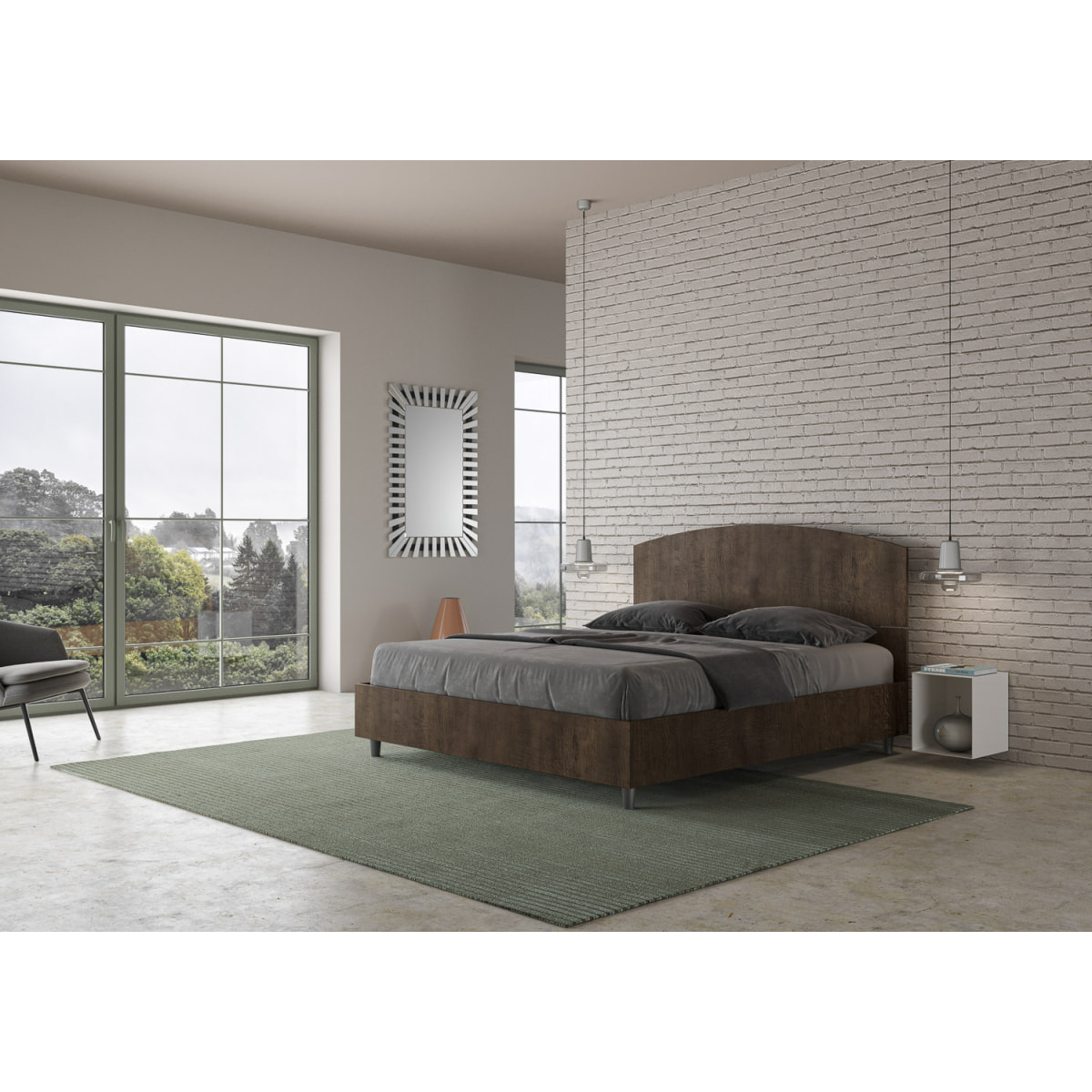 Cama con somier 160x190 nogal Dora