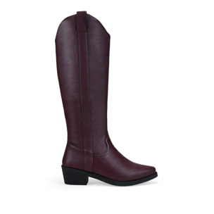 Botas cowboy burdeos con cremallera
