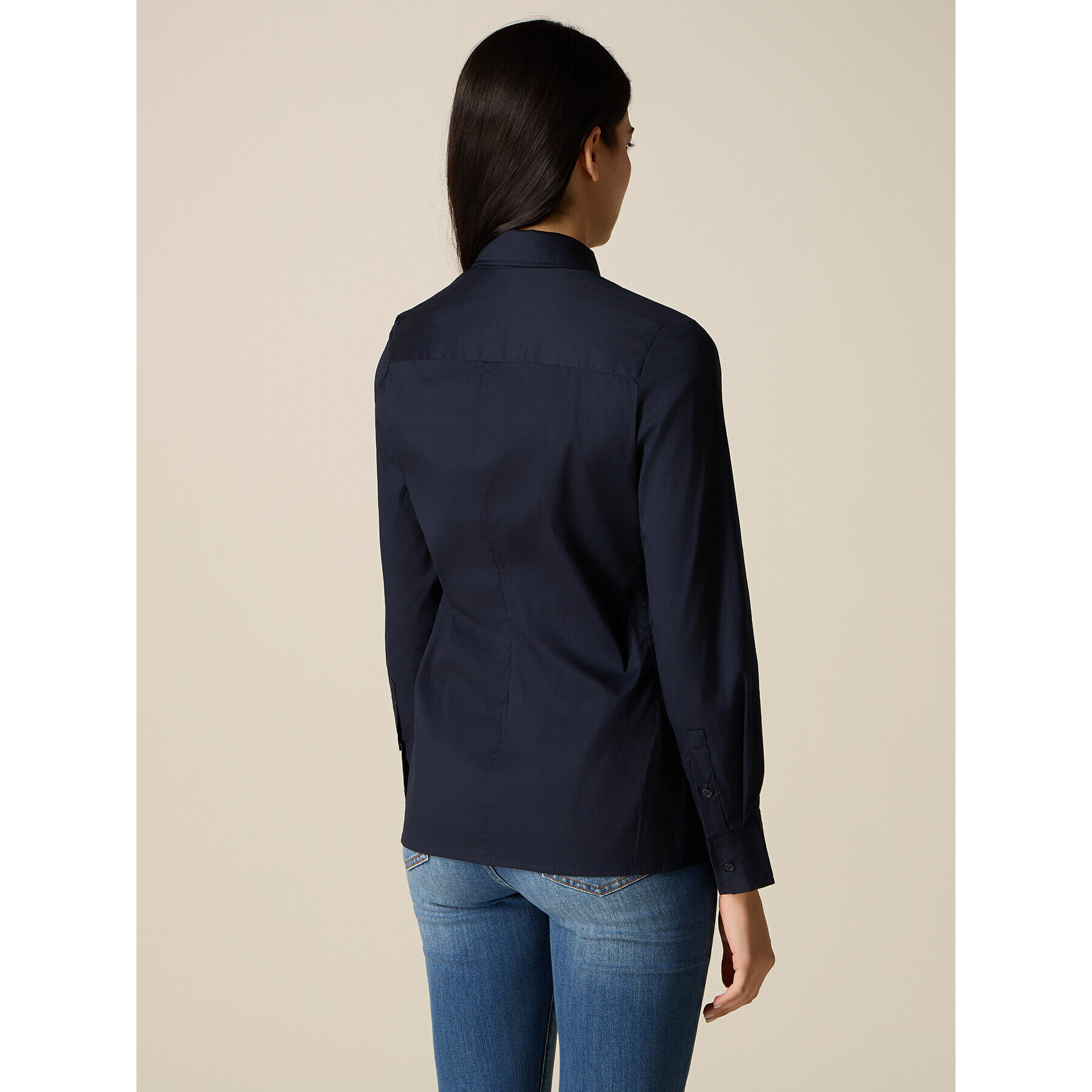 Oltre - Camisa básica de popelina - Azul
