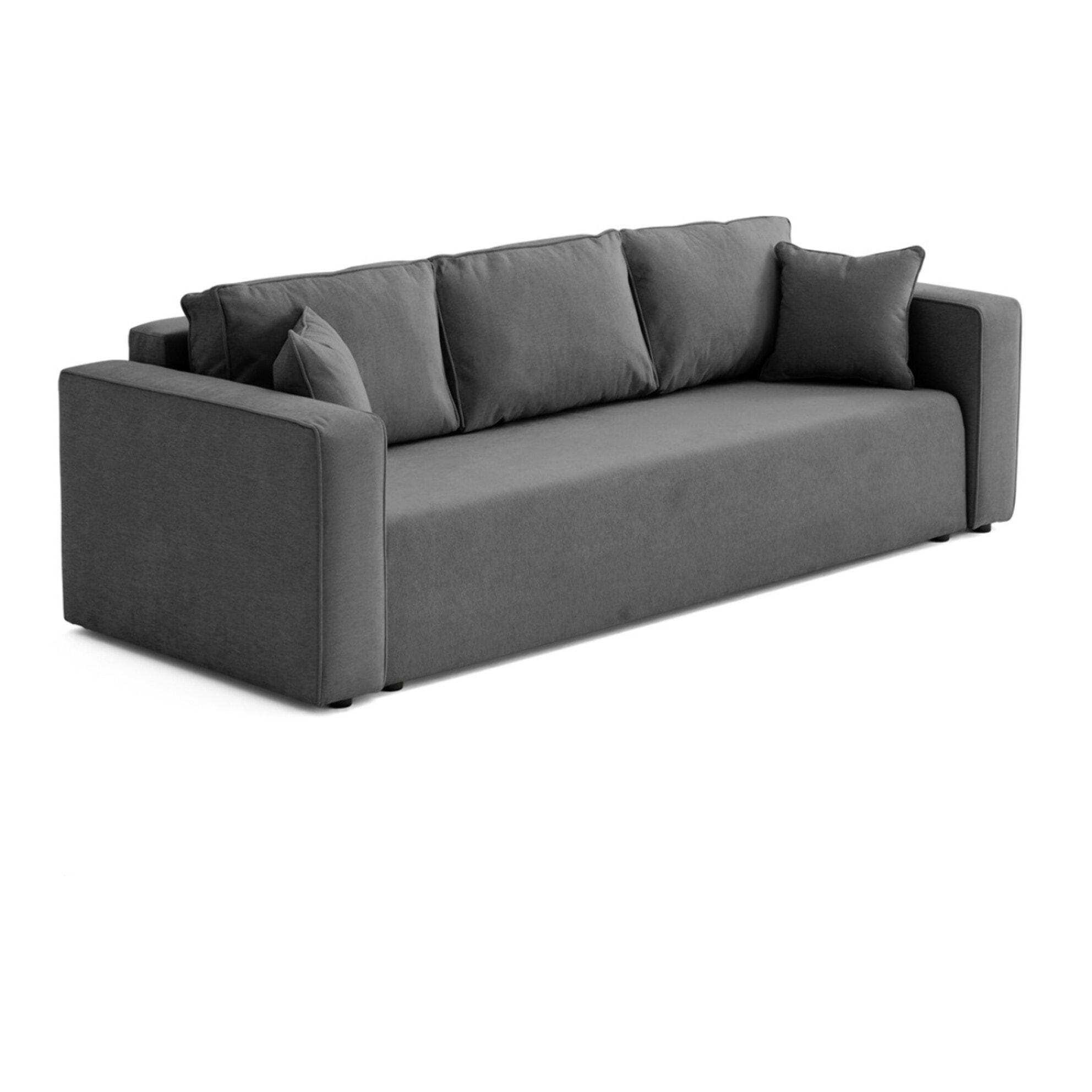 Topaze - canapé 3 places - convertible avec coffre - en tissu - Gris foncé